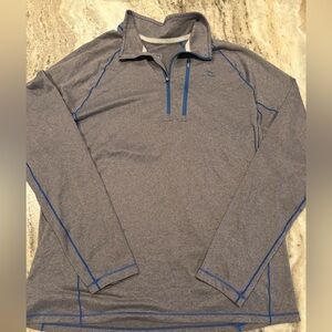 LL Bean Shirt Trail Tee Quick Dry 1/4 Zip Slightly Fitted Base Layer Large